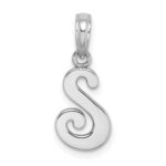 10K White Gold Polished S Script Initial Charm