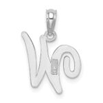 10K White Gold Polished W Script Initial Charm - Image 4