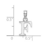10K White Gold Polished F Block Initial Charm - Image 3