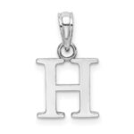 10K White Gold Polished H Block Initial Charm
