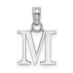 10K White Gold Polished M Block Initial Charm