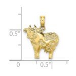 10K 2-D Polished Playful Cow Charm - Image 3