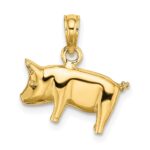 10k 3-D Polished Pig with Curly Tail Charm