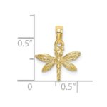 10K 2-D Mini Dragonfly w/Solid Wings Charm - Image 3