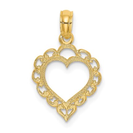10K Heart w/ Lace Trim Charm