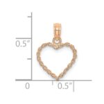 10K Rose Gold 3D Polished Rope Heart Pendant - Image 2