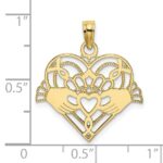 10K Polished and Beaded Claddagh In Heart Charm - Image 3