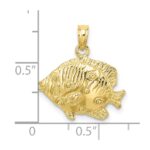 10K 2-D Polished Engraved Fish Charm - Image 3