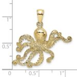 10K 2-D and Textured Octopus Charm - Image 3