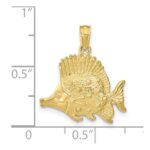 10K Polished Engraved Fish Charm - Image 3