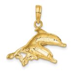10K 2-D Polished /Engraved Dolphins Charm - Image 4