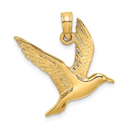 10K Polished and 2-D Seagull Flying Charm