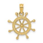10K 2-D Ship Wheel Charm
