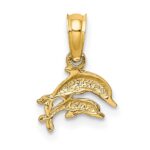 10K 2-D Mini Double Dolphins Swimming Charm - Image 4