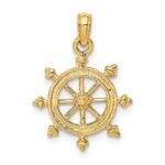 10K 2-D Engraved Ship Wheel Charm