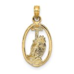 10K Praying Hands and Cross In Oval Charm - Image 4