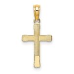 10K Textured w/ Center Heart Small Cross Charm - Image 4