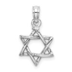 10K White Gold 3-D Polished Star Of David Charm - Image 4