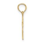 10K Polished and Engraved Mini Cross W/ Flower Charm - Image 2