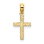 10K Polished and Engraved Mini Cross W/ Flower Charm - Image 4