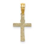 10K Textured Mini Cross w/ Heart Charm - Image 4