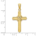 10K Beaded Center Design Cross Charm - Image 3