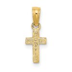 10K Polished and Engraved Mini Cross Charm