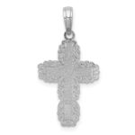 10K White Gold Textured w/ Lace Trim Cross Charm - Image 4