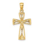 10K Polished Cut-Out Design Cross Charm - Image 4