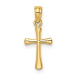 10K Polished Beveled Cross w/ Round tips Charm