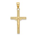 10K Polished and Textured Crucifix Charm - Image 4