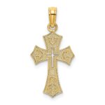 10K Textured Cut-Out Center Cross Charm