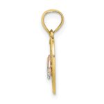 10K Two-tone w/Rhodium Double Dolphins On Woven Heart Charm - Image 2