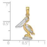 10K W/ Rhodium 3-D Small Standing Pelican Charm - Image 3