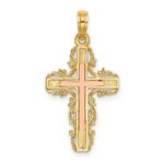 10K Two-Tone w/ Lace Trim Cross Charm