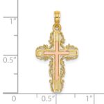 10K Two-Tone w/ Lace Trim Cross Charm - Image 3