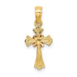 10k Two-Tone Cross w/ Small Flower Charm - Image 4