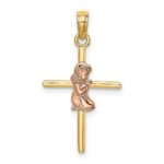 10K Two-Tone 2-D Girl On Cross Charm