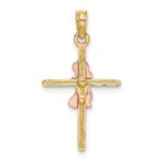 10K Two-Tone 2-D Girl On Cross Charm - Image 4