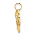 10K W/ Rhodium Polished and Textured Heart Charm - Image 2