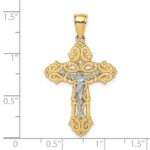 10K Two-tone Crucifix W/ Scrolled Tips Charm - Image 3