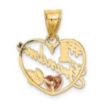 10K Two-Tone #1 GRANDMA In Heart Frame Charm - Image 4