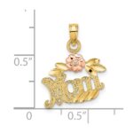 10k Two-Tone Textured Scroll w/ Flower MOM Charm - Image 3