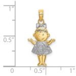 10K Textured w/Rhodium Girl Charm - Image 3