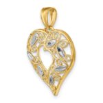 10K W/ Rhodium D/C Filigree Heart Charm - Image 5