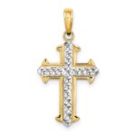 10K w/ Rhodium D/C Cross Pendant