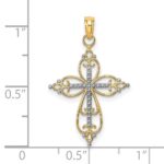 10K W/ Rhodium Beaded Cross Charm - Image 3