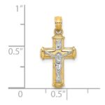 10K W/ Rhodium Polished Block Crucifix INRI Charm - Image 3