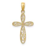 10K w/ Rhodium Filigree and Milgrain Cross Charm - Image 4