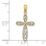 10K w/ Rhodium Filigree and Milgrain Cross Charm - Image 3